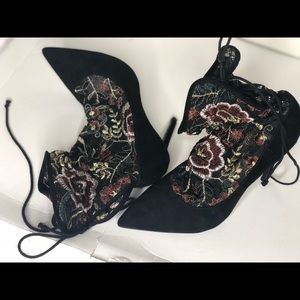 Zara black suede floral mesh
